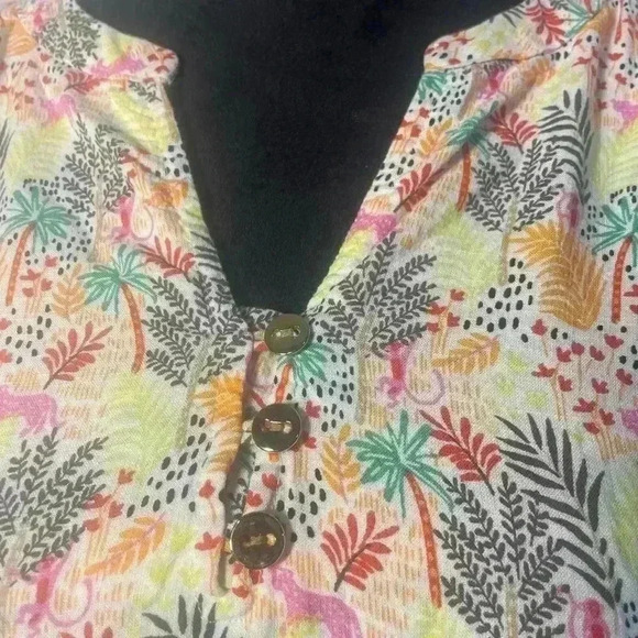 Loft Floral Jungle Print Sleeveless Ruffle sleeve Fun Print Dress, Size M - Picture 10 of 12